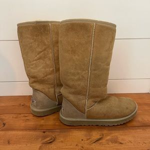 Calf high UGG boots.